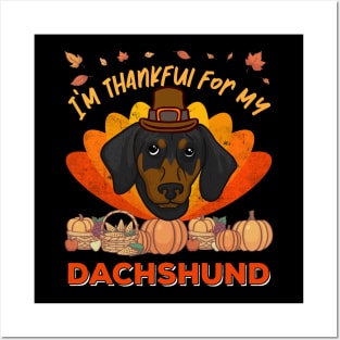 Thankful for my Dachshund Dog Cute Thanksgiving Posters and Art